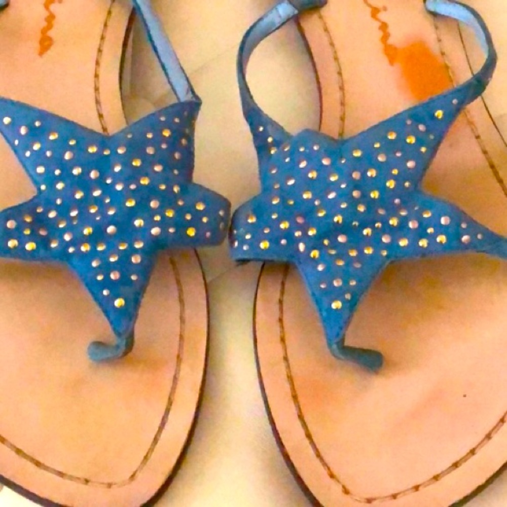 Blue Starfish genuine Leather Sandals flip flops Slides